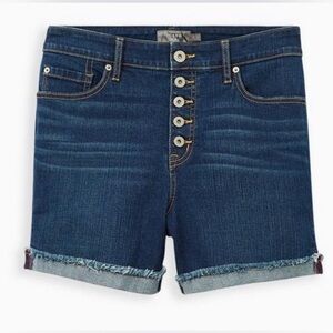 Torrid Dark Blue Jean Shorts with Button-Up Design